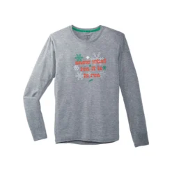Brooks Men's Run Merry Distance Longsleeve - Heather Ash/Run Merry (211404047) -BROOKS Shop 211404 047 LF Run Merry Distance Graphic LS