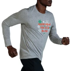 Brooks Men's Run Merry Distance Longsleeve - Heather Ash/Run Merry (211404047) -BROOKS Shop 211404 047 MV Run Merry Distance Graphic LS