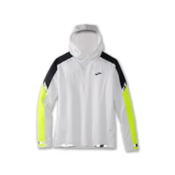 Brooks Men's Run Visible Thermal Hoodie - White/Asphalt/Nightlife (211411134) -BROOKS Shop 211411 134 LF Run Visible Thermal Hoodie