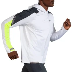 Brooks Men's Run Visible Thermal Hoodie - White/Asphalt/Nightlife (211411134) -BROOKS Shop 211411 134 MV Run Visible Thermal Hoodie
