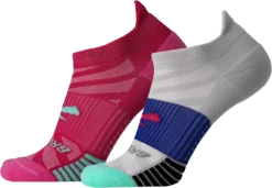 BROOKS Ghost Lite No Show Sock 2-Pack (612 - Pink/Salt & Light Grey/Salt)