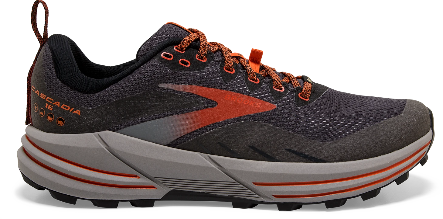BROOKS Men's Cascadia 16 GTX (060 - Black/Ebony/Cinnabar) 1 BROOKS Men's Cascadia 16 GTX (060 - Black/Ebony/Cinnabar)