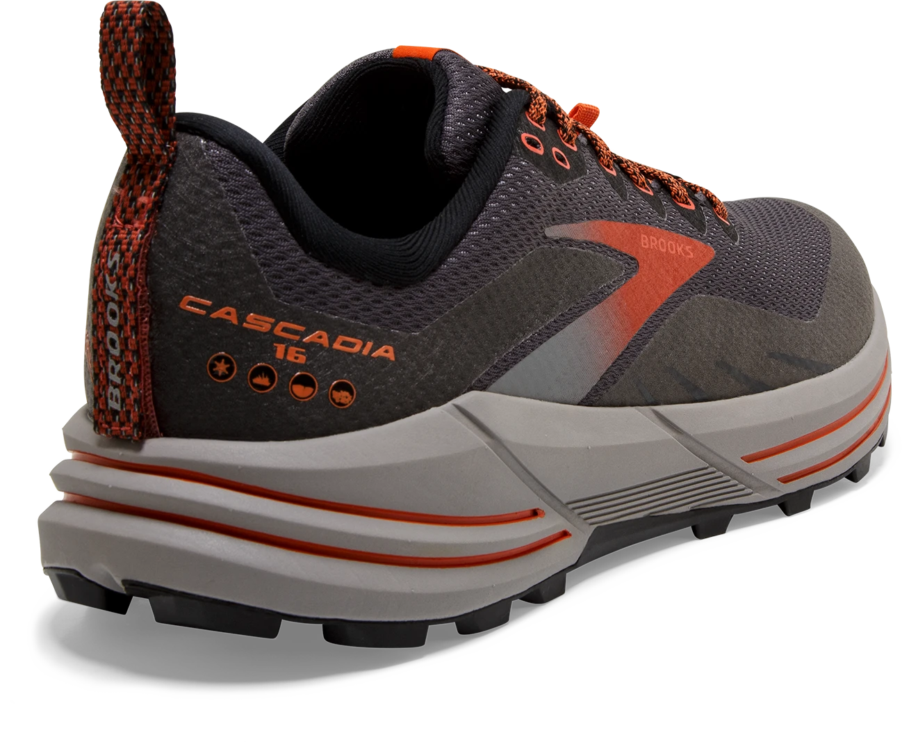 BROOKS Men's Cascadia 16 GTX (060 - Black/Ebony/Cinnabar) 4 BROOKS Men's Cascadia 16 GTX (060 - Black/Ebony/Cinnabar) - Image 4